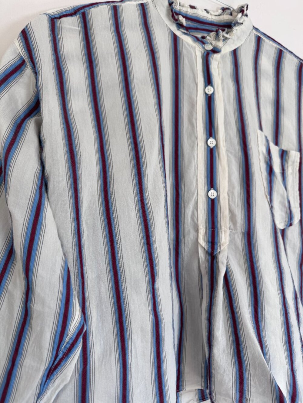 Isabel Marant Etoile Striped Ruffle Collar Blouse White Blue Top FR 34 - Picture 4 of 8